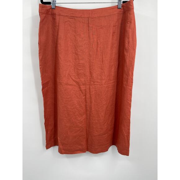 Marc New York Andrew Marc Womens Bruschetta Orange Midi Button Skirt NEW Large - Picture 3 of 12